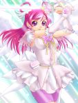  angel_wings bike_shorts butterfly cure_dream cure_fleuret dress earrings energy_sword flower gloves head_wings jewelry lightsaber long_hair magical_girl pink_hair pink_rose precure purple_eyes rose shining_dream shorts_under_skirt smile solo sword violet_eyes weapon wings yaso_shigeru yes!_precure_5 yumehara_nozomi 