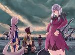  character_request cloud dress gloves grin hammer jao long_hair preza red_eyes shiny shiny_skin silver_hair sitting skin_tight skoubou smile tail tales_of_(series) tales_of_xillia wingar 