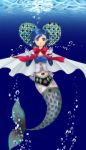  ao_mori blue_eyes blue_hair cape caustic_lighting gloves highres magical_girl mahou_shoujo_madoka_magica mermaid miki_sayaka monster_girl oktavia_von_seckendorff short_hair solo spoilers tears underwater white_gloves 