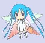  cape chibi chips long_hair nymph_(sora_no_otoshimono) pauldron pauldrons solo sora_no_otoshimono thigh-highs thighhighs twintails wings 