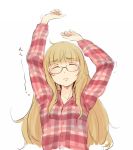  closed_eyes eyes_closed face glasses lips long_hair mune pajamas perrine_h_clostermann solo stretch strike_witches waking_up 