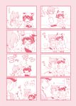  4koma animal_ears cat_ears chibi comic hatomecco inazuma_eleven inazuma_eleven_(series) inazuma_eleven_go kirino_ranmaru long_hair monochrome multiple_boys reading sangoku_taichi shindou_takuto short_hair tail tears translated trap twintails 