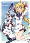  asaeda_itsuki blonde_hair blush bunny_ears cat_ears charlotte_dunois eyepatch infinite_stratos kemonomimi_mode laura_bodewig long_hair purple_eyes red_eyes silver_hair tail twintails uniform violet_eyes 