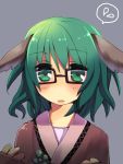  ame_(candycircle) animal_ears bespectacled blush glasses green_eyes green_hair kasodani_kyouko md5_mismatch open_mouth short_hair solo sweatdrop touhou 