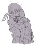  ? akemi_homura hug mahou_shoujo_madoka_magica monochrome multiple_girls school_uniform tomoe_mami torinone 