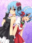  back-to-back blue_eyes blue_hair crossdressinging dress gloves hayate_no_gotoku! red_eyes short_hair suirenji_ruka uzuki_(ufdbk) 