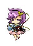  chibi floral_print hairband hat heart komeiji_satori purple_eyes purple_hair shirt short_hair skirt smile socha solo third_eye touhou violet_eyes 