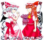  bat_wings blue_eyes blue_hair child cosplay cup face flandre_scarlet flandre_scarlet_(cosplay) frown hat hong_meiling izayoi_sakuya long_hair red_eyes red_hair redhead remilia_scarlet remilia_scarlet_(cosplay) saucer short_hair side_ponytail sisenshyo smiley_face stuffed_animal stuffed_toy teacup teddy_bear touhou waving wings 