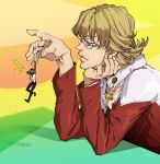  barnaby_brooks_jr blonde_hair brown_eyes brown_hair cabbie_hat eyelashes facial_hair glasses green_eyes hand_on_chin hand_to_chin hat jacket jewelry kaburagi_t_kotetsu lightning_bolt lightning_bolts male miniboy multiple_boys necklace necktie red_jacket short_hair string stubble tiger_&amp;_bunny vest waistcoat x_hako 