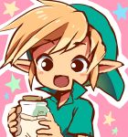  bad_id blonde_hair bottle child fang gumimogu hat link milk nintendo ocarina_of_time open_mouth pointy_ears short_hair smile the_legend_of_zelda young_link 