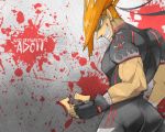  bandage bandages capcom evil_grin fangs fingerless_gloves gloves grin headband mixed_martial_arts muscle pointy_hair red_hair redhead smile solo street_fighter street_fighter_iv tk_(hibatidori) 