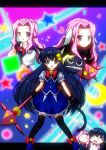  animal_ears bell bow cat_ears cat_tail chibi darry_adai dress dual_persona fang hair_ornament hairclip highres kiyal kiyalunga long_hair magical_girl maron_(071103) pink_hair purple_hair staff tail tengen_toppa_gurren_lagann tengen_toppa_gurren_lagann:_parallel_works thigh-highs thighhighs 