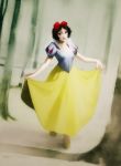 bow curtsey dress forest hair_bow jace_wallace long_skirt nature short_hair short_sleeves skirt skirt_hold smile snow_white_(grimm) snow_white_and_the_seven_dwarfs solo