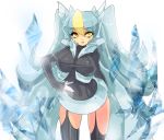  breasts dragon grey grey_hair ice kyurem personification pokemon pokemon_(game) pokemon_black_and_white pokemon_bw wings yellow_eyes 