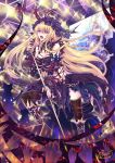  alternate_costume black_legwear blonde_hair breasts chain chains cross detached_sleeves gap halodark hat large_breasts long_hair microphone microphone_stand mole open_mouth purple_eyes silhouette solo sparkle thigh-highs thighhighs touhou very_long_hair violet_eyes wings yakumo_yukari 