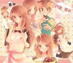  blush brown_eyes brown_hair couple curry endou_mamoru food inazuma_eleven inazuma_eleven_(series) inazuma_eleven_go ladle long_hair maid maid_headdress onigiri open_mouth ponta_(aoi) raimon_natsumi short_hair smile 