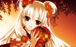  blonde_hair flower flowers japanese_clothes kimono kuramoto_kaya red_eyes 