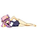  barefoot crescent hand_on_hip hat hips hota long_hair on_side one-piece_swimsuit patchouli_knowledge pink_hair ribbon school_swimsuit sketch solo swimsuit touhou 