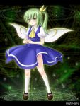  daiyousei dotera dotera-otoko green_eyes green_hair hair_ribbon magic_circle ribbon side_ponytail solo touhou wings 