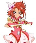  :q blush butterfly cure_rouge dress flower gloves hair_flower hair_ornament hair_ribbon magical_girl natsuki_rin pink_rose precure red red_eyes red_hair redhead ribbon rose short_hair sinko_(sinsin) solo tongue yes!_precure_5 