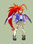  ahoge animated animated_gif artist_request bouncing character_request copyright_request demon_wings garter_straps gif idle_animation long_hair lowres orange_eyes orange_hair ponytail red_eyes red_hair school_uniform skirt sugeno_tomoaki thighhighs very_long_hair wings 