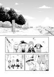  alice_margatroid animal_ears braid comic futatsuki_hisame hair_ribbon hairband hat head_bump highres hijiri_byakuren kasodani_kyouko kirisame_marisa long_hair monochrome multiple_girls ribbon short_hair side_braid soutsuki_hisame touhou translated translation_request 