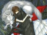  animal brown_hair cross_yuuki dress hino_matsuri long_hair vampire vampire_knight wolf yuuki_kuran 