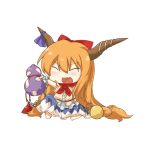  1girl bad_id chibi closed_eyes eiri_(eirri) fang gourd horns ibuki_suika long_hair open_mouth orange_hair sitting solo touhou 