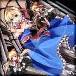  alice_margatroid blonde_hair blue_eyes boots bow capelet cross-laced_footwear doll dress frills hair_bow hairband jewelry lace-up_boots lance polearm ring ringpearl sash shanghai shanghai_doll solo string touhou weapon 
