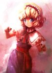 alice_margatroid blonde_hair blue_eyes capelet hairband highres ikmg light_smile looking_at_viewer puppet_string puppet_strings sash short_hair solo string touhou wavy_hair 