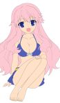  baka_to_test_to_shoukanjuu bikini blue_eyes hair_ornament himeji_mizuki legs long_hair mizugi pink_hair smile swimsuit thighs vector_trace 