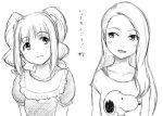  :3 blush idolmaster long_hair minase_iori monochrome multiple_girls open_mouth peanuts puton short_hair sketch smile snoopy takatsuki_yayoi twintails 