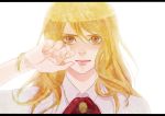  atsuyu bad_id blonde_hair brown_eyes karina_lyle letterboxed lips long_hair portrait solo tears tiger_&amp;_bunny wiping_tears 