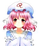  bust ghost hat japanese_clothes pink_eyes pink_hair saigyouji_yuyuko smile solo touhou triangular_headpiece you-1110 