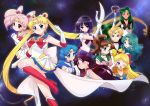  absurdres aino_minako bishoujo_senshi_sailor_moon chibi_usa child choker elbow_gloves everyone glaive gloves highres hino_rei kaiou_michiru kino_makoto long_hair looking_at_viewer magical_girl meiou_setsuna mizuno_ami multiple_girls polearm sailor_chibi_moon sailor_collar sailor_jupiter sailor_mars sailor_mercury sailor_moon sailor_neptune sailor_pluto sailor_saturn sailor_senshi sailor_uranus sailor_venus short_hair silence_glaive space staff sunmei super_sailor_chibi_moon super_sailor_moon ten&#039;ou_haruka tiara time_staff tomoe_hotaru tsukino_usagi weapon 