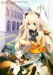  blonde_hair blue_eyes bracelet cat highres instrument jewelry long_hair music seeu siloteddy skirt trumpet very_long_hair violin vocaloid 