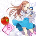  blush brown_hair food fruit highres long_hair mawaru_penguindrum penguin_3-gou princess_of_the_crystal purple_eyes skirt takakura_himari umeboshitora 