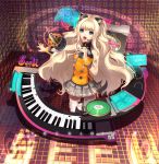  bad_id blonde_hair blue_eyes headset instrument jname keyboard_(instrument) long_hair microphone open_mouth seeu solo studio_microphone very_long_hair vocaloid 