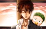  baby_be&#039;el baby_be'el beelzebub_(manga) brown_hair green_hair male nyorai oga_tatsumi sunset 