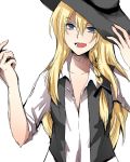 alternate_costume bad_id blonde_hair blue_eyes braid bust casual contemporary hat kirisame_marisa long_hair open_mouth ribbon sao_(0060) single_braid sketch sleeves_rolled_up solo touhou vest 