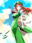  blood blue_eyes braid breasts china_dress chinese_clothes cuts hat hong_meiling injury long_hair red_hair redhead solo standing star tatwuku touhou twin_braids 