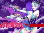  bare_shoulders blue_eyes blue_hair blue_rose_(tiger_&amp;_bunny) breasts character_name cleavage dual_wielding earrings elbow_gloves gloves gun jewelry karina_lyle lipstick makeup melody_mi1112 pepsi_nex product_placement short_hair snowflakes solo superhero thigh-highs thighhighs tiger_&amp;_bunny weapon 