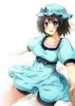  blue_eyes breasts dress hand_holding hat holding_hands large_breasts open_mouth perspective shiina_mayuri short_hair shorts_under_skirt smile steins;gate taut_shirt tekehiro 