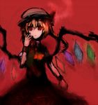  :o blonde_hair empty_eyes expressionless flandre_scarlet hand_on_own_face hand_to_face hat hata no_nose red solo the_embodiment_of_scarlet_devil touhou wings wristband 