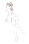  1girl barefoot bikini monochrome original sketch solo swimsuit traditional_media yoshitomi_akihito 