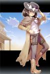  brown_hair cow_girl desert fedora futatsuki_hisame hat holster jacket pants saloon shawl short_hair touhou usami_renko western 