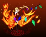  blonde_hair fiery_wings fire flandre_scarlet gmot highres magic_circle red_eyes side_ponytail solo sword the_embodiment_of_scarlet_devil touhou weapon wings 