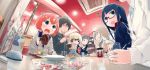  denki-gai_no_hon&#039;ya-san eating food mizu_asato multiple_boys multiple_girls steak 