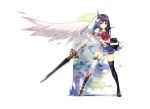  bicolored_eyes heterochromia hirano_katsuyuki holding school_uniform solo sword weapon white_underwear wings zettai_ryouiki 