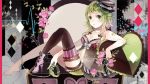  babydoll barefoot blush breasts cleavage collar gumi gun hat heart high_heels killer_lady_(vocaloid) left-handed lingerie navel pillow revolver shoes shorts single_shoe single_thighhigh sk solo thighhighs underwear vocaloid waveform weapon 